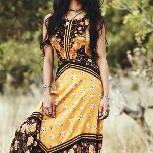 Free people sunrise oblivion floral cut out boho maxi dress